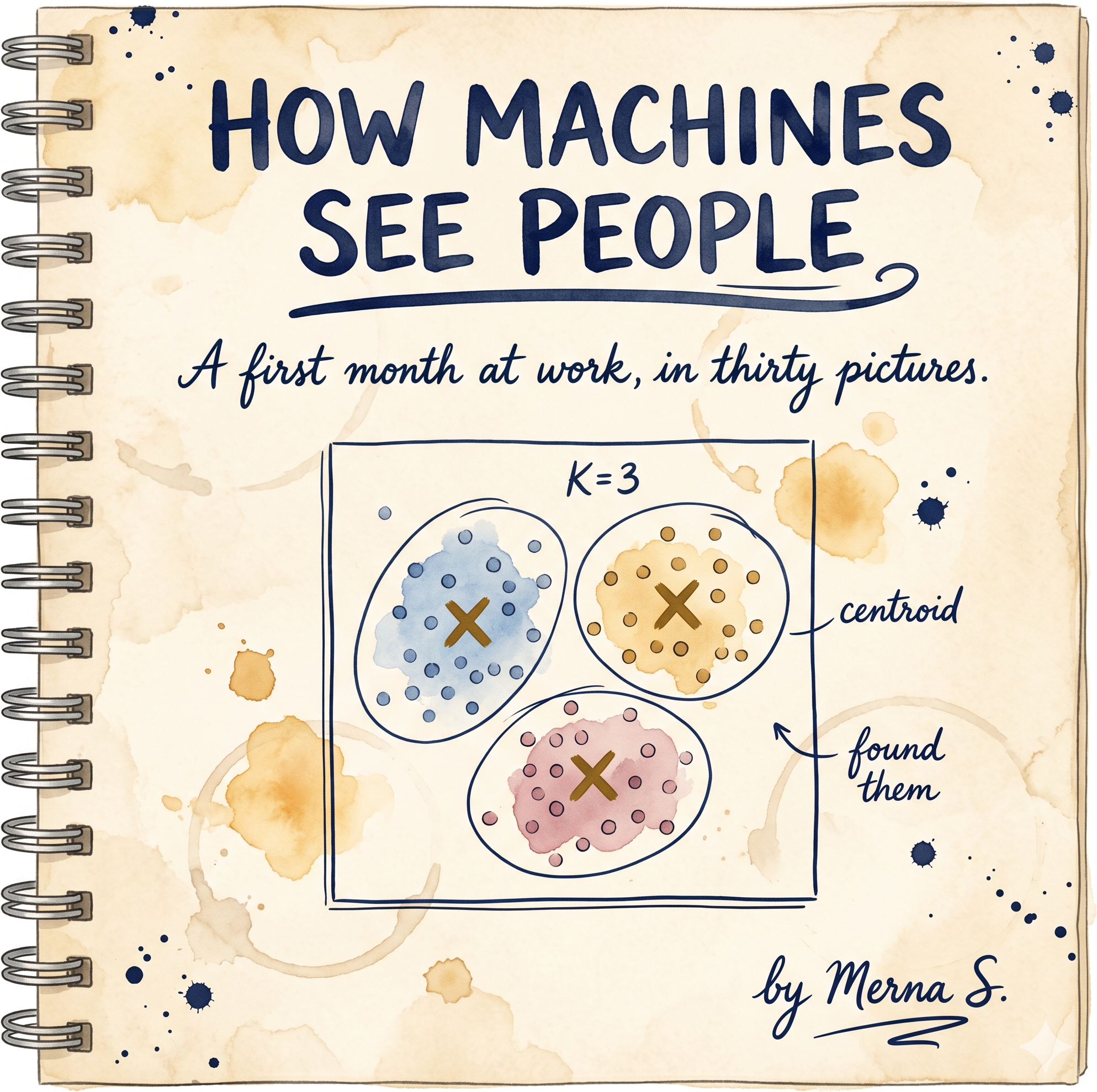 How Machines See People: a 30 panel story about cluster analysis, told through a junior analyst's first month at work.